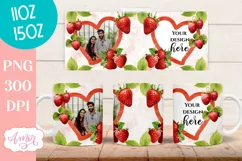 Strawberry photo mug wrap PNG, picture mug template PNG Product Image 3