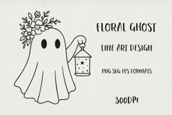 Cute Line Art Halloween Floral Ghosts BUNDLE| EPS, SVG, PNG Product Image 13