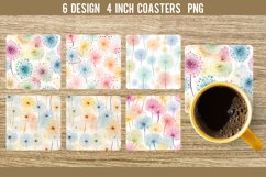 Dandelion Paspel Sqaure Coaster Sublimation Design Product Image 1