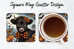Halloween Cow Mug coaster | Coaster | Sublimation Design Product Image 1