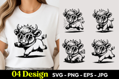 Cool Cow Cartoon SVG PNG Product Image 1