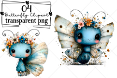 Whimsical Butterfly Flower Clipart Watercolor PNG Product Image 1