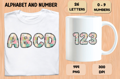 Floral Patchwork Alphabet &amp; Numbers Clipart 144 PNG 300 DPI Product Image 6