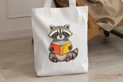 Cute Raccoon Reading a Book PNG Book Lover Animal Clipart Product Image 3