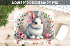 Watercolor Bunny Mouse Pad Sublimation - Valentines PNG Product Image 1