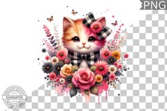Cat With Flowers Sublimation - Clipart PNG Design Product Image 1