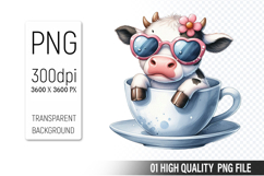 Cute Cow , Animal Sublimation Clipart PNG Product Image 1