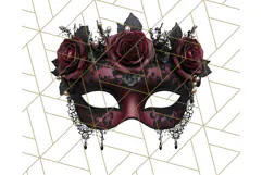 Vintage Garden Masquerade Floral Eye Mask PNG Clipart Product Image 4