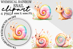 Whimsical Rainbow Snail Clipart Png Product Image 1