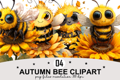 Whimsical Autumn Bee PNG Clipart Watercolor PNG Product Image 1