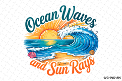 Ocean Waves and Sun rays Svg Design | Svg Files for Cricut Product Image 1
