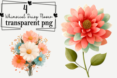 Whimsical Daisy Flower Clipart Watercolor png Product Image 1