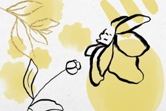 Fine Line Floral, Yellow Watercolour Clipart Product Image 4