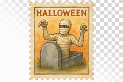 Halloween Mummy Rising Grave Stamp PNG Product Image 1