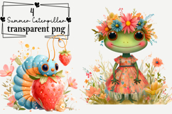 Whimsical Summer Caterpillar Clipart PNG Watercolor png Product Image 1