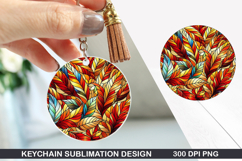 Flower Keychain Sublimation - Spring Keychain PNG Design Product Image 1