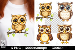 Cute Owl Clipart PNG Product Image 1