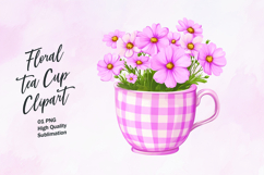 Floral tea cup clipart sublimation Product Image 1