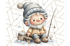 Watercolor Winter Gnome Clipart, Cute Gnome Christmas PNG Product Image 4
