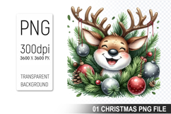 Cute Christmas Reindeer, Christmas Clipart PNG File Product Image 1
