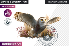 Owl Watercolor Winter Wildlife Arctic Animal Clipart PNG Product Image 1