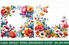 Floral bouquet spring Clipart, Watercolor Floral Clipart Product Image 1