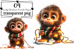 Quirky Christmas Animals Clipart Watercolor PNG Product Image 1