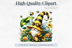 Adorable Gardening Gnome &amp; Bumblebee Clipart Product Image 1