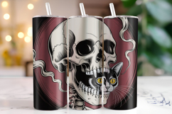 Halloween Skull &amp; Cat Tumbler Wrap | Sublimation | Tumblers Product Image 1