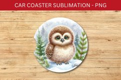 rounded car coaster - cute baby owl Product Image 1