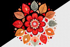 16 drawing cute colorful mandala autumn leaves flowers ornament print clipart set t-shirt sublimation printable designs bundle png transparent
