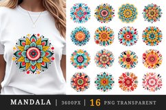 16 drawing cute colorful mandala autumn leaves flowers ornament print clipart set t-shirt sublimation printable designs bundle png transparent