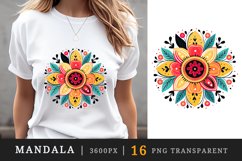 16 drawing cute colorful mandala autumn leaves flowers ornament print clipart set t-shirt sublimation printable designs bundle png transparent