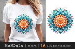 16 drawing cute colorful mandala autumn leaves flowers ornament print clipart set t-shirt sublimation printable designs bundle png transparent