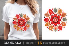 16 drawing cute colorful mandala autumn leaves flowers ornament print clipart set t-shirt sublimation printable designs bundle png transparent