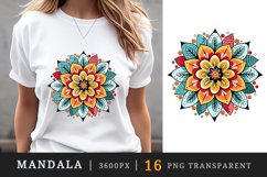 16 drawing cute colorful mandala autumn leaves flowers ornament print clipart set t-shirt sublimation printable designs bundle png transparent