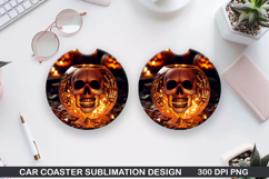 Skull Car coaster sublimation, Halloween Coaster PNG Product Image 1