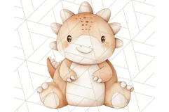 Cute Pastel Dinosaur Clipart PNG for Nursery Art, Baby Decor Product Image 4