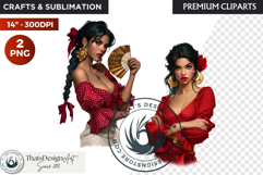 Spanish Flamenco dancer woman Clipart, Sevillana Product Image 1