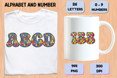 Autism Awareness Doodle Letters Puzzle Piece Alphabet PNG Product Image 6