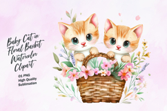 Two cat in floral basket clipart sublimation Product Image 1
