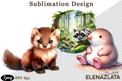 Animal clipart, Cute baby Watercolor clipart Product Image 1