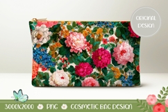 Vintage Cosmetic Bag PNG, Pink Peony Cosmetic Bag Design Product Image 1