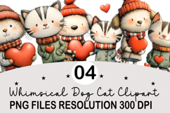 Whimsical Dog Cat Clipart Valentine's Png Product Image 1