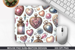 Heart Love Flower Mouse Pad, Valentine Mouse Pad PNG Design Product Image 1