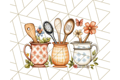 Whimsical Cottagecore Kitchen Clipart, Retro Coral PNG Decor Product Image 4