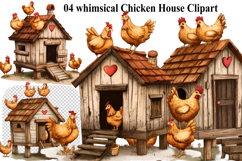 whimsical Chicken House Clipart Product Image 1
