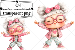 Whimsical Funny Grandma Summer Clipart Watercolor PNG Product Image 1
