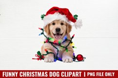 Funny Christmas Dog Watercolor Clipart PNG Product Image 1