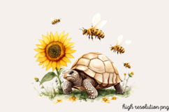 Spring Turtles Garden Clipart PNG Product Image 1